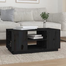 vidaXL fekete tömör fenyőfa dohányzóasztal 90 x 49 x 40,5 cm bútor