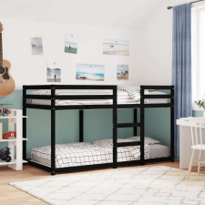 vidaXL fekete tömör fenyőfa emeletes ágy 90x190 cm ágy és ágykellék