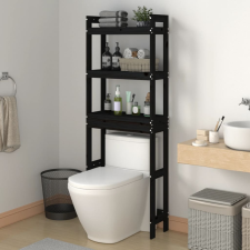 vidaXL fekete tömör fenyőfa fürdőszoba állvány 63x26x171 cm fürdőszoba kiegészítő