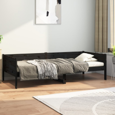 vidaXL fekete tömör fenyőfa kanapéágy 90 x 190 cm ágy és ágykellék