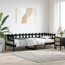 vidaXL fekete tömör fenyőfa kanapéágy 90 x 190 cm ágy és ágykellék
