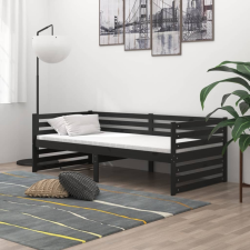 vidaXL fekete tömör fenyőfa kanapéágy 90 x 200 cm ágy és ágykellék