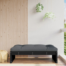vidaXL fekete tömör fenyőfa kerti lábzsámoly párnával 120x80 cm kerti bútor