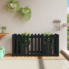 vidaXL Fekete tömör fenyőfa kerti magaságyás kerítéssel 150x50x70 cm kerti tárolás