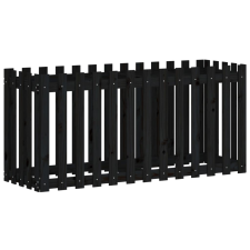 vidaXL fekete tömör fenyőfa kerti magaságyás kerítéssel 150x50x70 cm (832499) kerti tárolás