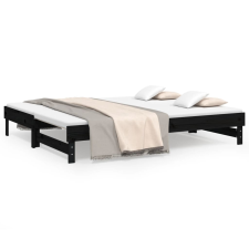 vidaXL fekete tömör fenyőfa kihúzható kanapéágy 2 x (80 x 200) cm (823388) ágy és ágykellék