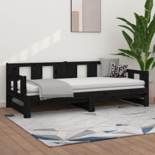 vidaXL fekete tömör fenyőfa kihúzható kanapéágy 2 x (90 x 190) cm ágy és ágykellék