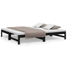 vidaXL fekete tömör fenyőfa kihúzható kanapéágy 2x(90x190) cm (823418) ágy és ágykellék