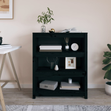 vidaXL fekete tömör fenyőfa könyvszekrény 80x35x97 cm bútor