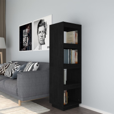 vidaXL fekete tömör fenyőfa könyvszekrény/térelválasztó 40x35x135 cm bútor