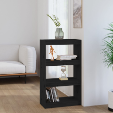 vidaXL fekete tömör fenyőfa könyvszekrény/térelválasztó 60x30x103,5 cm bútor