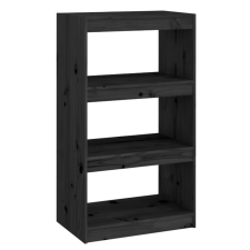 vidaXL fekete tömör fenyőfa könyvszekrény/térelválasztó 60x30x103,5 cm (808167) bútor