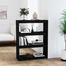 vidaXL fekete tömör fenyőfa könyvszekrény/térelválasztó 80x30x103,5 cm bútor