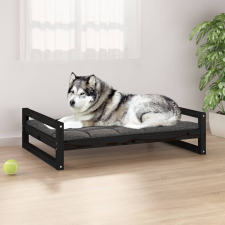 vidaXL fekete tömör fenyőfa kutyaágy 105,5x75,5x28 cm szállítóbox, fekhely kutyáknak