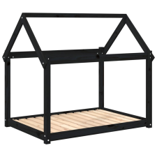 vidaXL fekete tömör fenyőfa kutyaágy 111x80x100 cm (822221) szállítóbox, fekhely kutyáknak