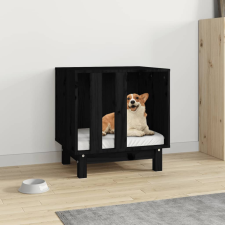 vidaXL fekete tömör fenyőfa kutyaágy 50 x 40 x 52 cm szállítóbox, fekhely kutyáknak