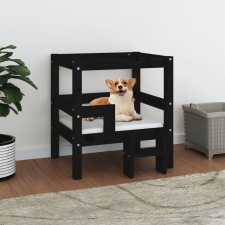 vidaXL fekete tömör fenyőfa kutyaágy 55,5x53,5x60 cm szállítóbox, fekhely kutyáknak