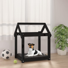 vidaXL Fekete tömör fenyőfa kutyaágy 61x50x70 cm szállítóbox, fekhely kutyáknak