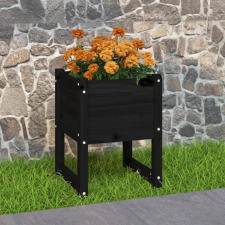 vidaXL Fekete tömör fenyőfa növénytartó 40 x 40 x 52,5 cm kerti tárolás