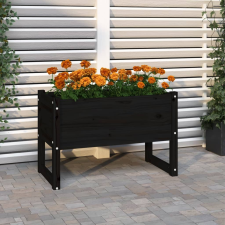 vidaXL fekete tömör fenyőfa növénytartó 78x40x52 cm kerti tárolás