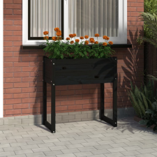 vidaXL Fekete tömör fenyőfa növénytartó 78x40x81 cm kerti tárolás