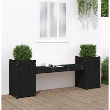 vidaXL fekete tömör fenyőfa növénytartó pad 180x36x63 cm kerti bútor