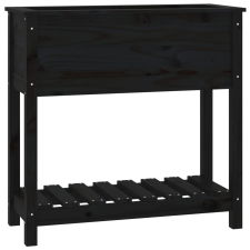 vidaXL fekete tömör fenyőfa növénytartó polccal 82,5x34,5x81 cm (823763) kerti tárolás