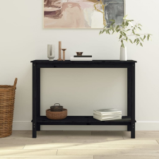 vidaXL Fekete tömör fenyőfa tálalóasztal 110x40x80 cm bútor