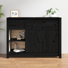 vidaXL fekete tömör fenyőfa tálalószekrény 100 x 35 x 74 cm bútor