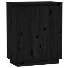 vidaXL Fekete tömör fenyőfa tálalószekrény 60 x 34 x 75 cm bútor