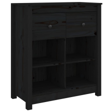 vidaXL fekete tömör fenyőfa tálalószekrény 70 x 35 x 80 cm (813768) bútor