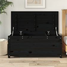 vidaXL fekete tömör fenyőfa tárolóláda 110x50x45,5 cm bútor