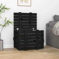 vidaXL fekete tömör fenyőfa tárolóláda 58 x 40,5 x 42 cm bútor