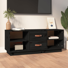 vidaXL Fekete tömör fenyőfa TV-szekrény 100 x 34 x 40 cm bútor