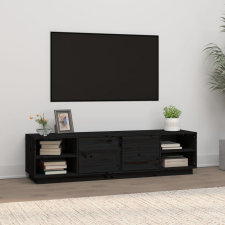 vidaXL fekete tömör fenyőfa TV-szekrény 156 x 40 x 40 cm bútor