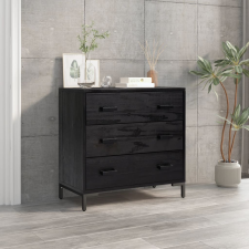 vidaXL fekete tömör újrahasznosított fenyő fiókos szekrény 75x35x70 cm bútor