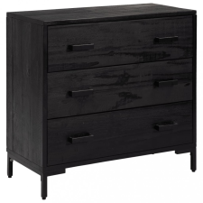 vidaXL Fekete tömör újrahasznosított fenyő fiókos szekrény 75x35x70 cm bútor