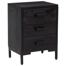 vidaXL fekete tömör újrahasznosított fenyőfa éjjeliszekrény 40x30x55cm (349914) bútor