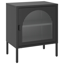 vidaXL fekete üveg és acél éjjeliszekrény 50 x 35 x 60 cm (352997) bútor