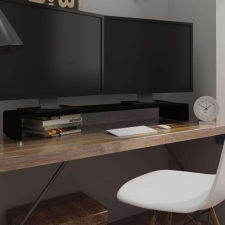 vidaXL Fekete üveg TV/monitor állvány 120x30x13 cm tv állvány és fali konzol