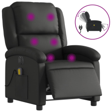 vidaXL fekete valódi bőr elektromos dönthető masszázsfotel (3204258) masszázsfotel