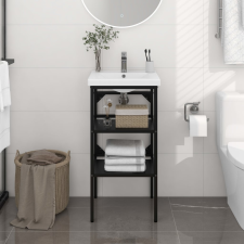 vidaXL fekete vas fürdőszobai mosdókagylókeret 40 x 38 x 83 cm fürdőszoba bútor