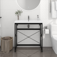 vidaXL fekete vas fürdőszobai mosdókagylókeret 79 x 38 x 83 cm fürdőszoba bútor