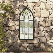 vidaXL fekete vas kerti tükör kültéri használatra 100 x 45 cm bútor