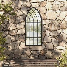vidaXL Fekete vas kerti tükör kültéri használatra 100 x 45 cm bútor