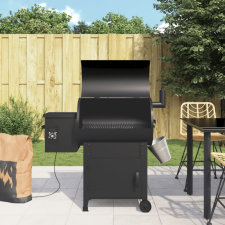 vidaXL fekete vas pellet grillsütő kéménnyel 104 cm grillsütő