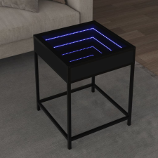 vidaXL fekete végtelen hatású LED-es dohányzóasztal 40 x 40 x 51 cm bútor