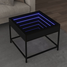 vidaXL fekete végtelen hatású LED-es dohányzóasztal 50 x 50 x 41 cm bútor