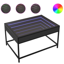vidaXL fekete végtelen hatású LED-es dohányzóasztal 70 x 50 x 41 cm bútor
