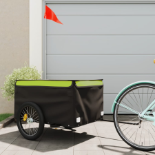 vidaXL fekete-zöld vas teherszállító kerékpár utánfutó 45 kg kerékpár utánfutó